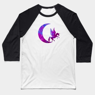 Purple Crescent Moon and Unicorn Baseball T-Shirt